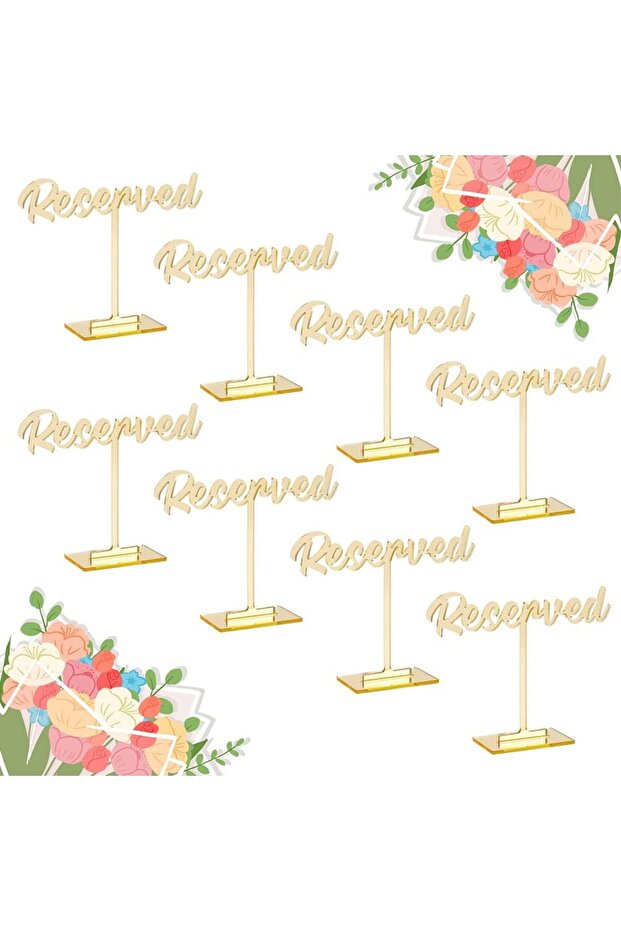 8-Pack Acrylic Golden Reserved Table Signs for Wedding, Event, Restaurant, Guest Seating