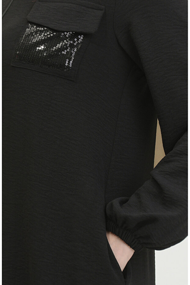 Pullu Fermuarlı Kap 1014-06 Siyah - 7