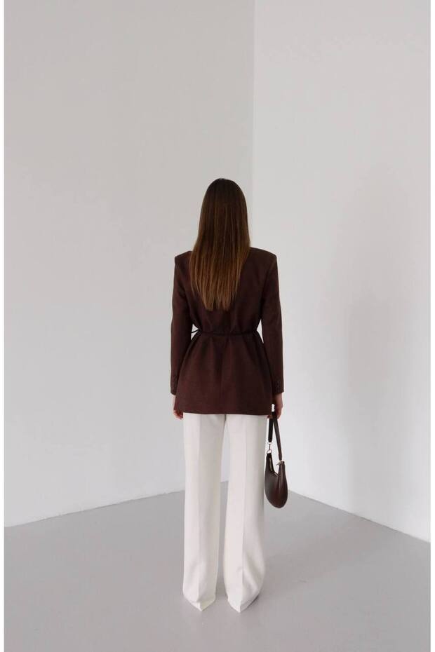 kadın bel bağlamalı blazer ceket - 3