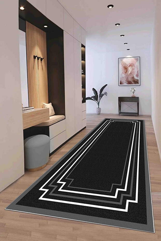 Runner Geometric Scandinavian Tumbled Digital Print Washable Non-Slip Base 9014RunnerHULYA - 1