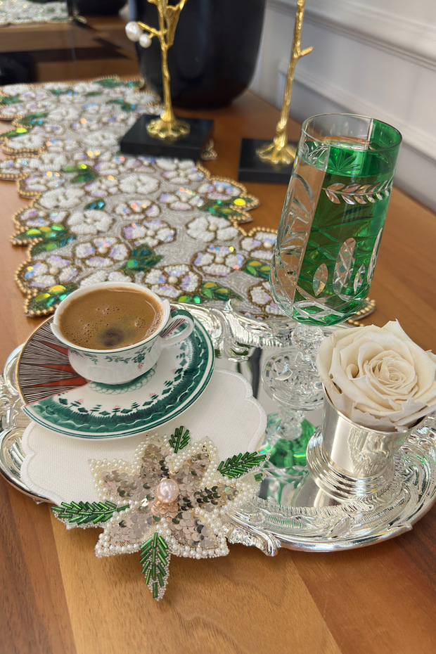 Lotus çiçeği pullu tasarım 2li kokteyl peçete - 1