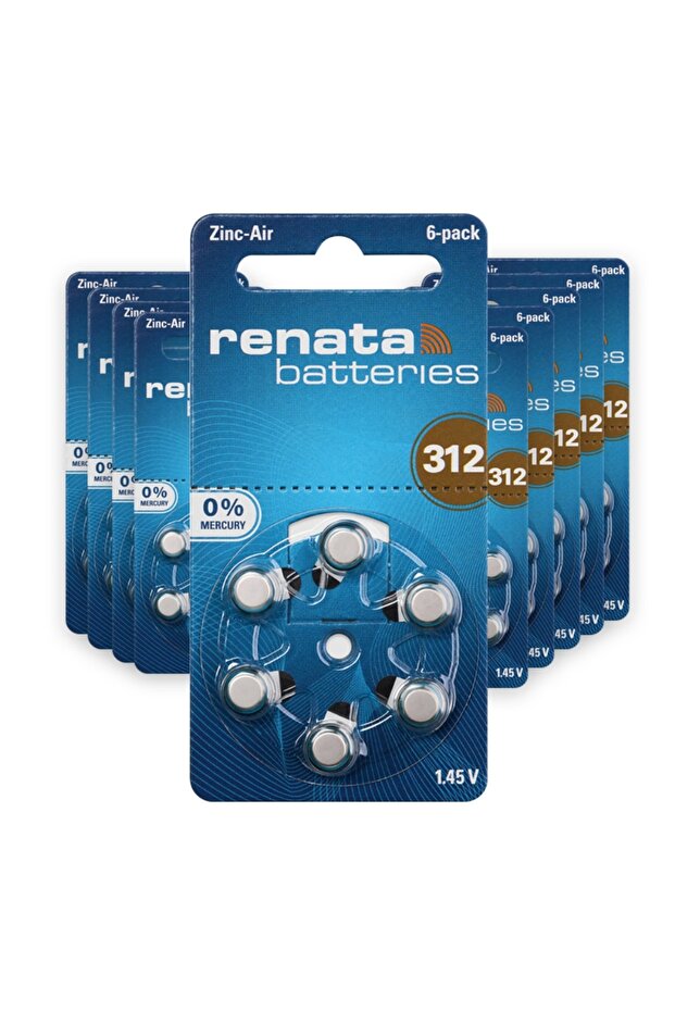 60-Pieces (312 Size) 0% Mercury (PR41) Zinc-Air 1.45V Hearing Aid Batteries