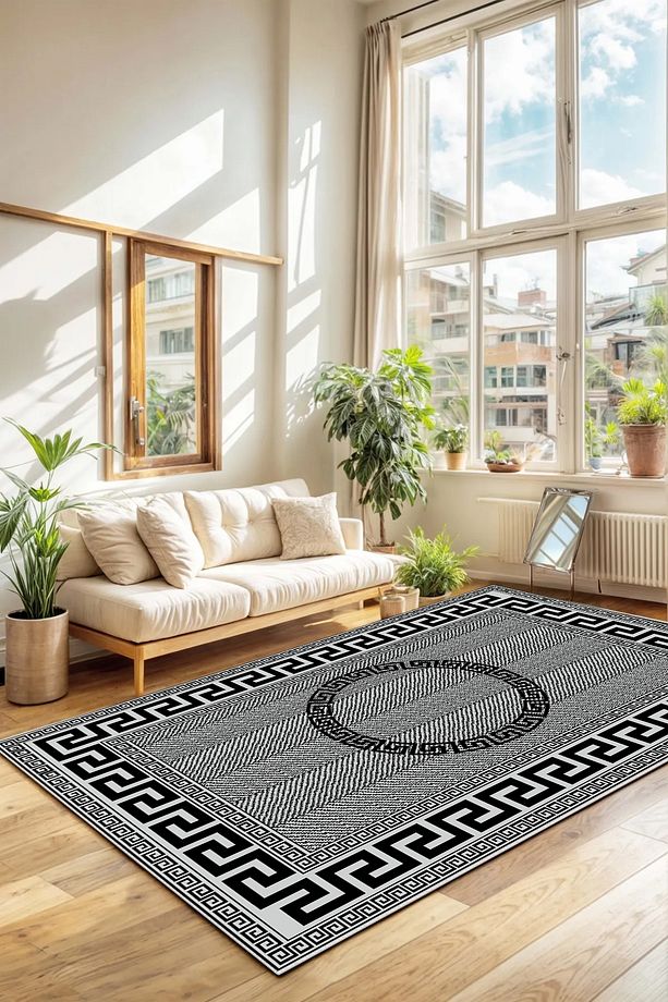 Salon Halısı Geometrik İskandinav Eskitmeli Dijital Baskı Yıkanabilir Kaymaz Taban 9000SALONHULYA - 3