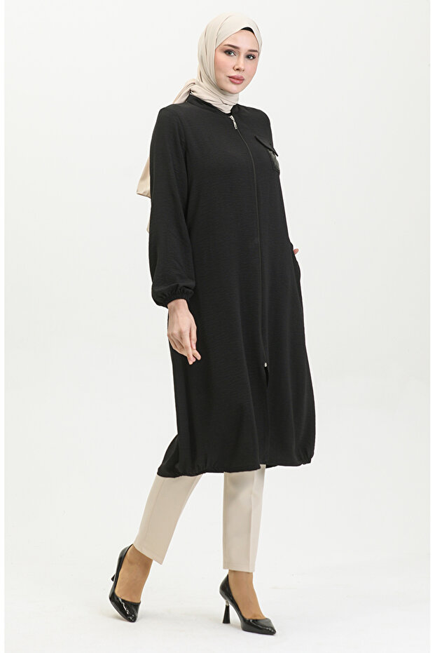 Pullu Fermuarlı Kap 1014-06 Siyah - 3