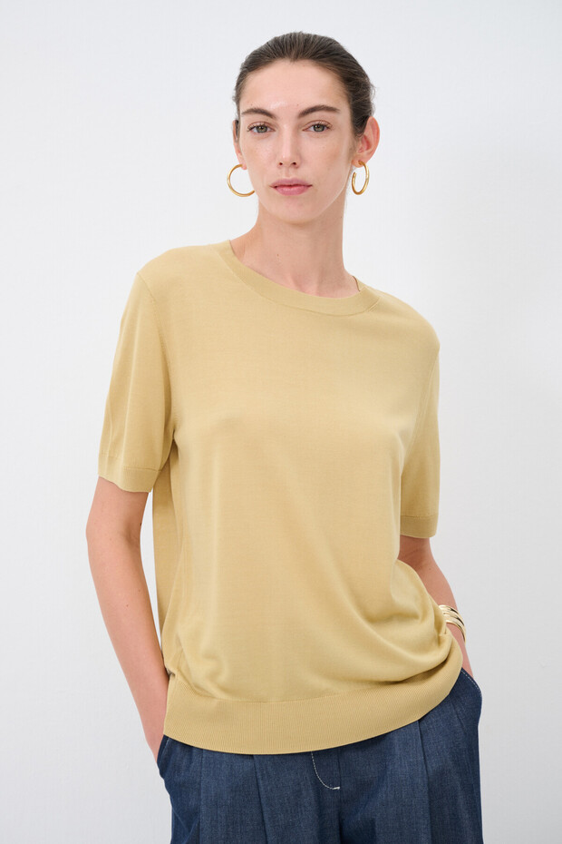 Kısa Kol Triko Bluz - 1