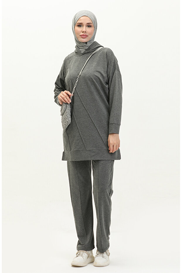 Double Tracksuit Set 23009-01 Gray