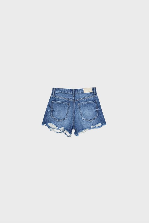 D75 Distressed denim şort - 7
