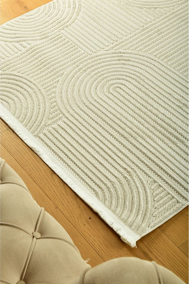BERCESTE BT05 İnce ve Şık Tasarımlı, Saçaklı, Kolayca Temizlenebilir, Modern Desenli Salon Halısı - 6