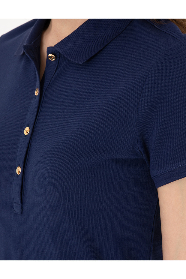 Lacivert Regular Fit Pamuklu Polo Yaka Basic Tişört 50305776-VR033 - 7