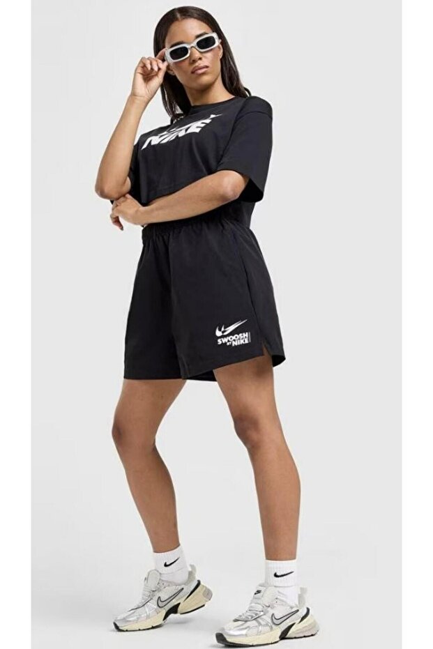 NSW Woven Kadın Siyah Şort - 4