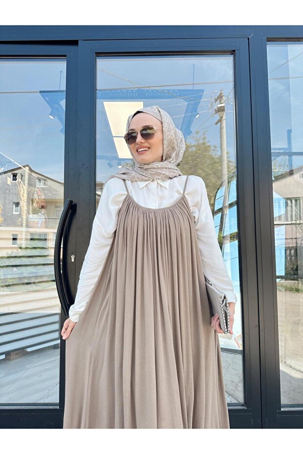 Askılı Elbise Vizon - 2