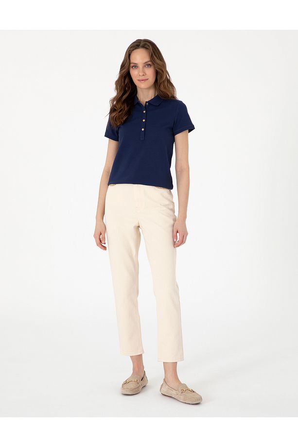 Lacivert Regular Fit Pamuklu Polo Yaka Basic Tişört 50305776-VR033 - 4