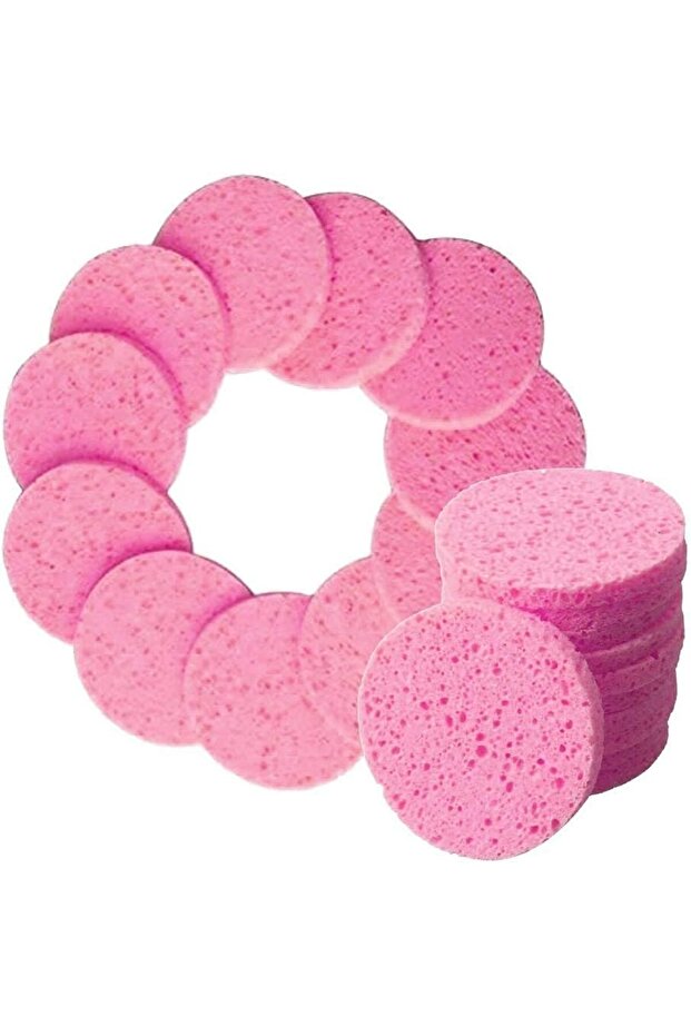 Professional Salon-Spa-Clinic Natural Cellulose Facial Sponge Deep Face Cleansing 25 Pieces (Pink)