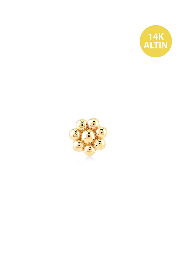 Taşsız Top Çiçek, 14KAltın Kıkırdak Küpe/Piercing (TEK Satılır) Bar Uzunluğu:6,5 mm - 2