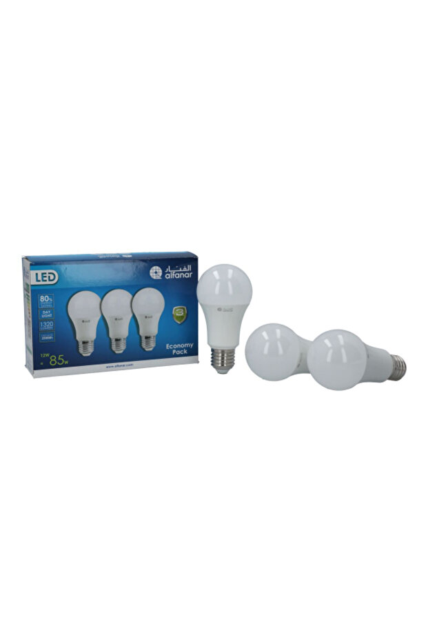 مجموعة مصابيح LED E27 ترويجية بقوة 12 واط 6000 كلفن من 3 قطع