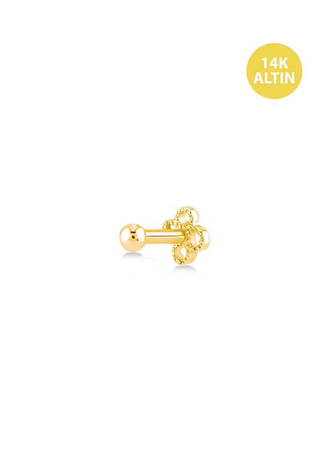 Top (Taşsız 2mm), 14KAltın Kıkırdak Küpe/Piercing (TEK Satılır) Bar Uzunluğu:6,5 mm - 1