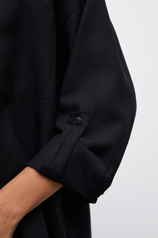 Oversize Keten Gömlek - 5