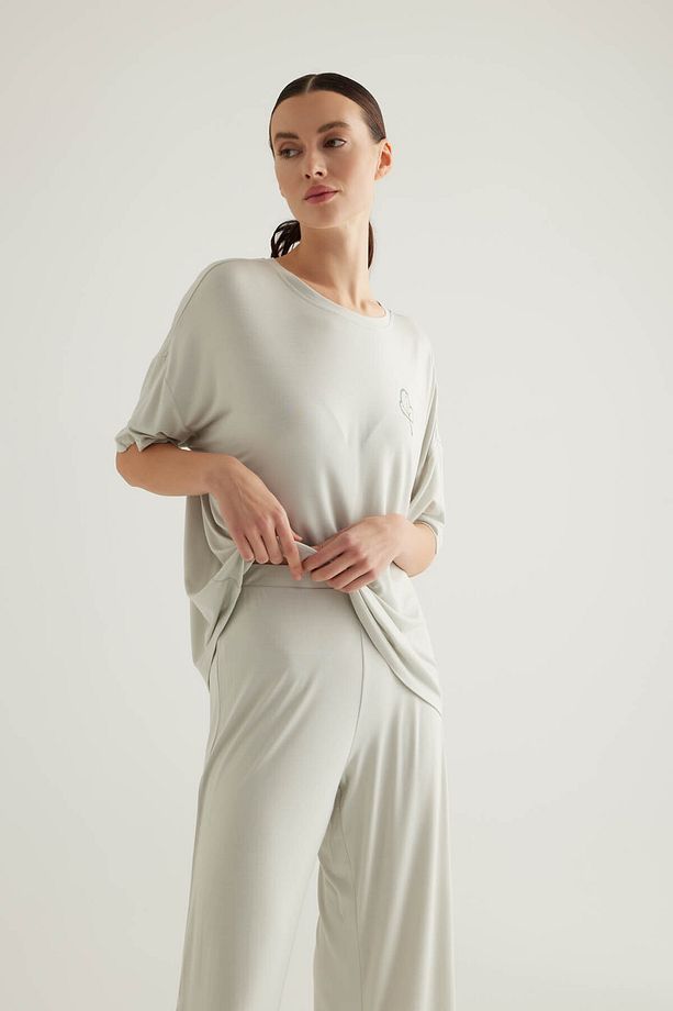Kadın Viscose Kısa Kollu Pijama Üstü - 3