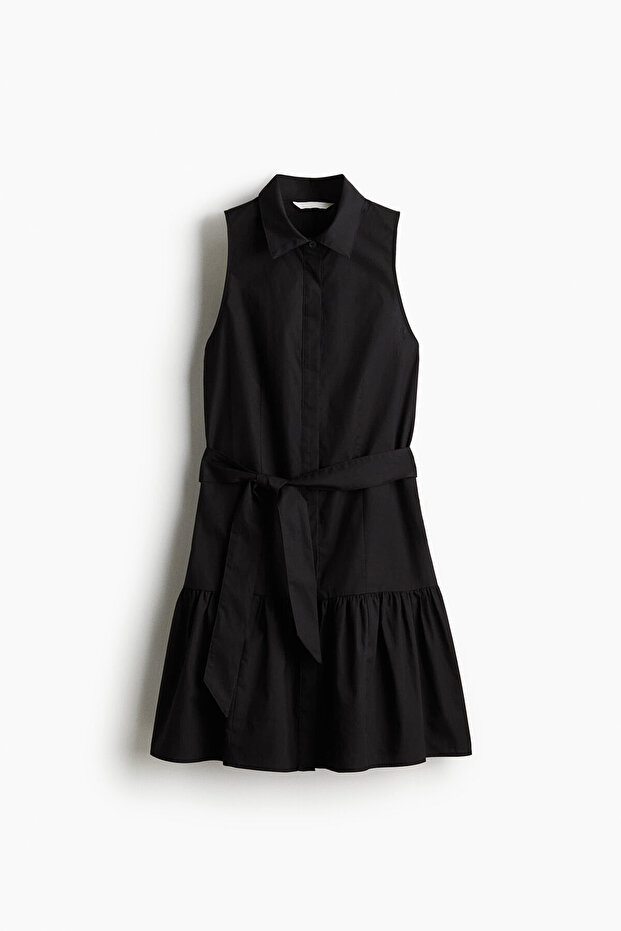 Kuşaklı Gömlek Elbise - 4