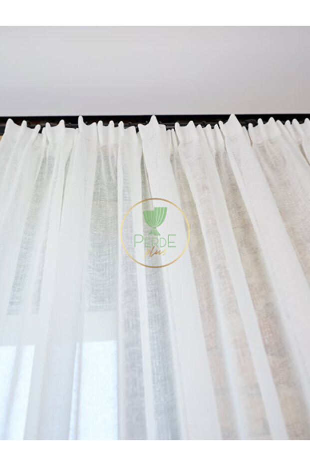 Keten Görünümlü Düz Tül Perde Ütü Istemez - 6