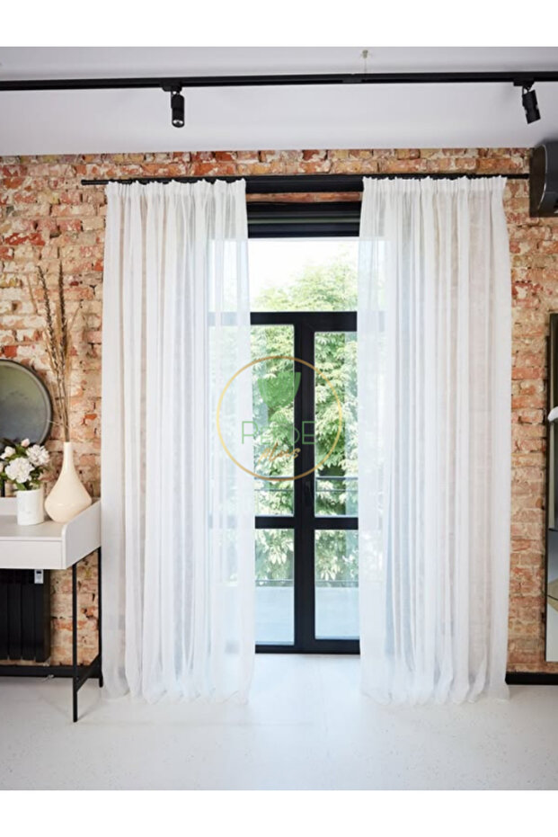 Keten Görünümlü Düz Tül Perde Ütü Istemez - 5