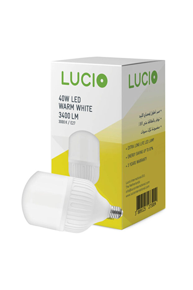 مصباح LED موفر للطاقة E27، 3000 كلفن، 40 واط، خالٍ من الوميض