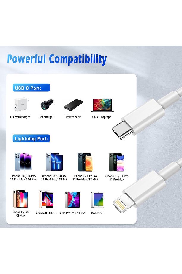 By Zore iphone 8 X Xs Xr 11 12 13 14 Pro Max Plus Uyumlu Hızlı Şarj Kablosu Type C To Lightning 1m - 3