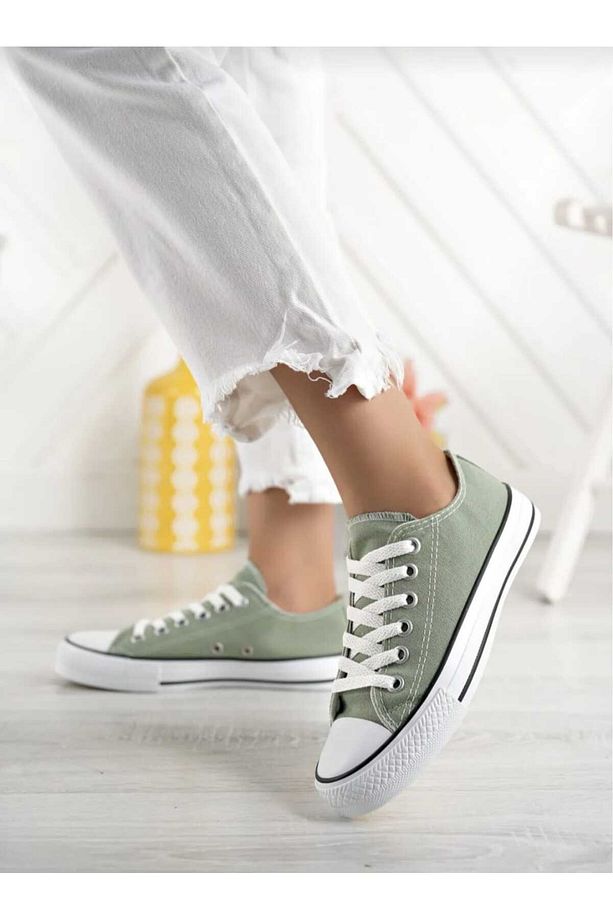 Mint Yeşili Keten Günlük Spor Ayakkabı Unisex (21-40) Numara Convers - 2