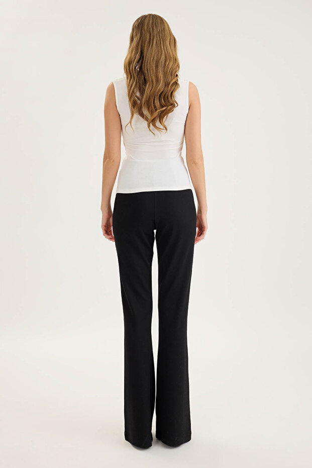 İspanyol Paça Beli Lastikli Pantolon - 5