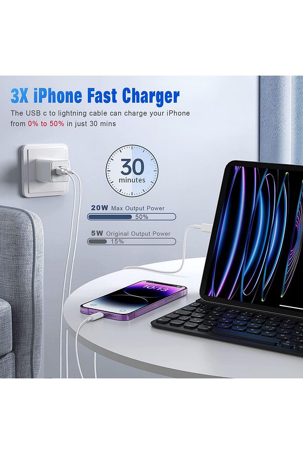 By Zore iphone 8 X Xs Xr 11 12 13 14 Pro Max Plus Uyumlu Hızlı Şarj Kablosu Type C To Lightning 1m - 5