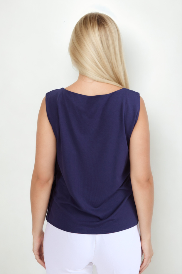 Buttoned Side Zero Sleeve Modal Blouse - 5