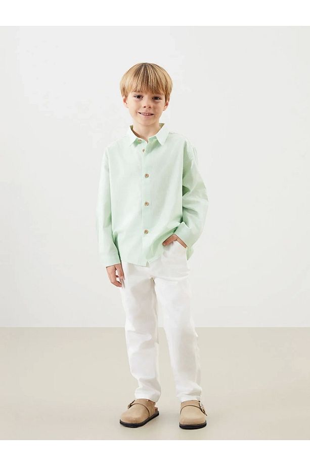 Lcw Kids Yeşil Basic Pamuklu Erkek Çocuk Gömlek Ve Pantolon 2'li - 2