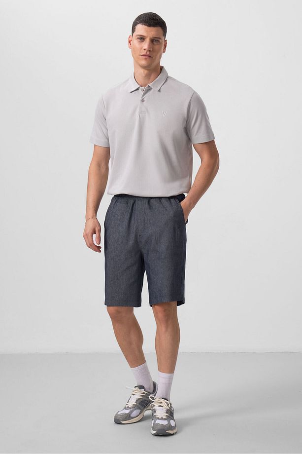 Kot Lacivert Standart Fit Dokuma Hafif Esnek Chino Erkek Şort - 81290 - 1