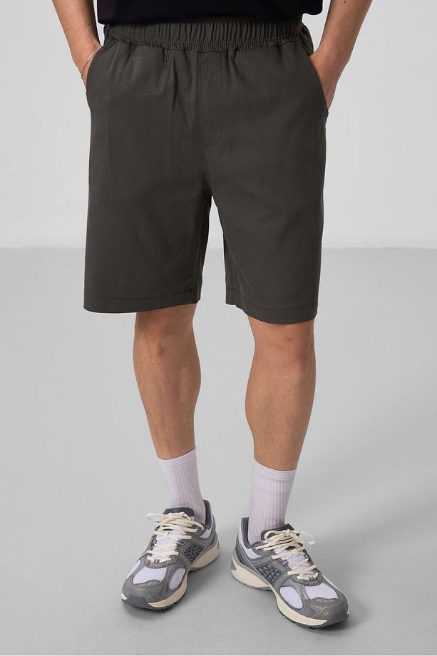 Antrasit Standart Fit Dokuma Hafif Esnek Chino Erkek Şort - 81290 - 3