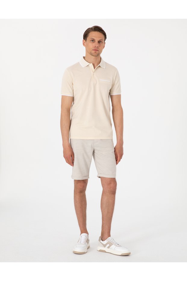 Beige Slim Fit Elastic Waist Lace up Woven Shorts 50305677-Vr011