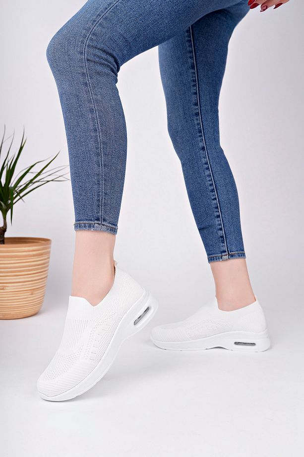 KADIN BEYAZ HAFİF TABAN ANATOMİK TRİKO SNEAKER AYAKKABI - 3