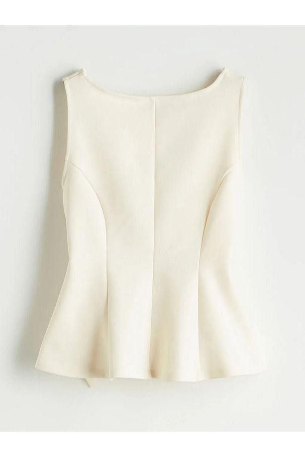 LCW Vision Ekru Kayık Yaka Peplum Bluz - 5