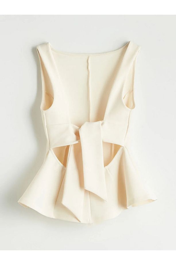 LCW Vision Ekru Kayık Yaka Peplum Bluz - 6