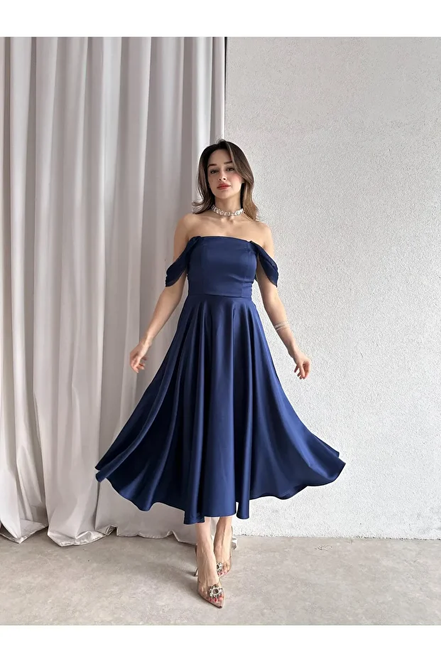 MARX Midi Elbise 3572 - Lacivert - 4