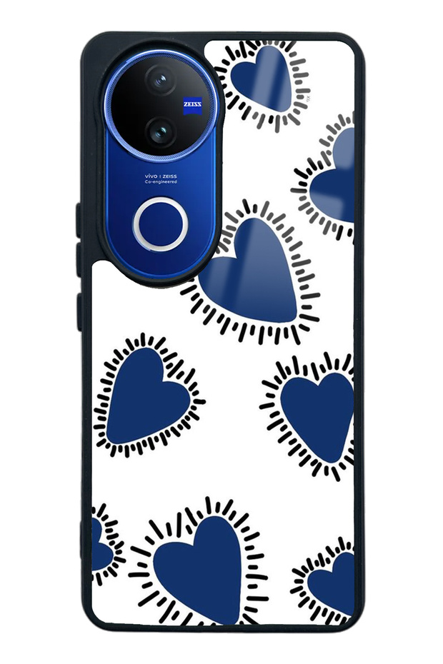 Vivo V50 Blue Heart Design Glossy Phone Case