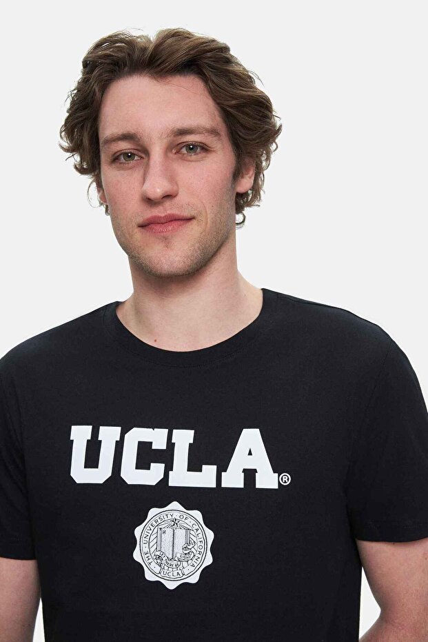 Gayley Black Crew Neck Printed 100% Cotton Standard Fit Men's Tshirt - 2