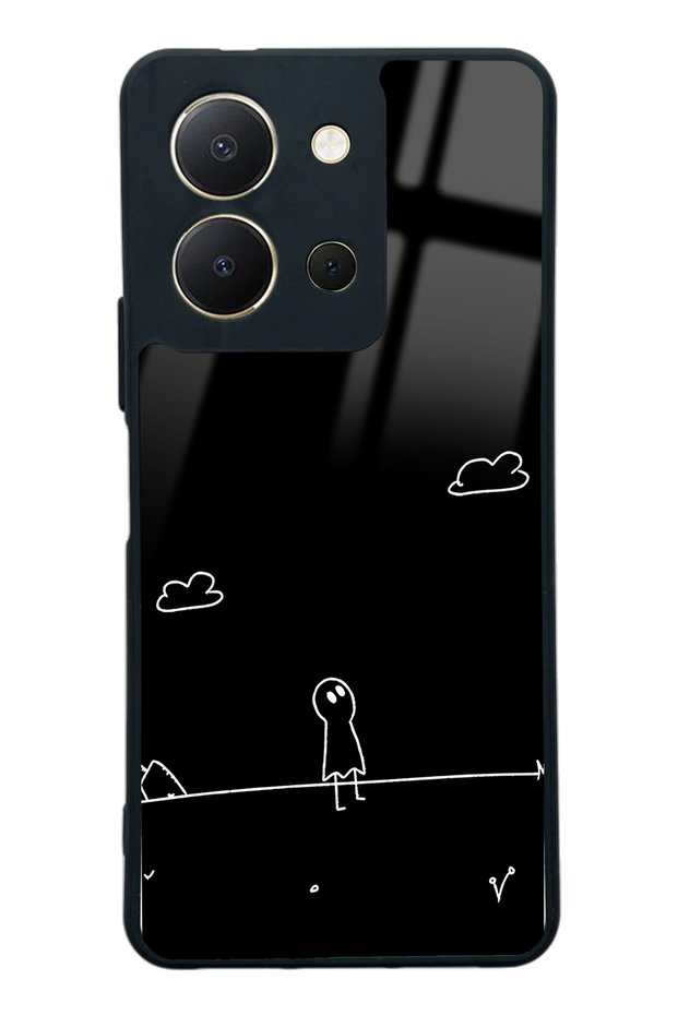 غلاف هاتف لامع بتصميم Doodle Casper لهاتف Vivo Y36