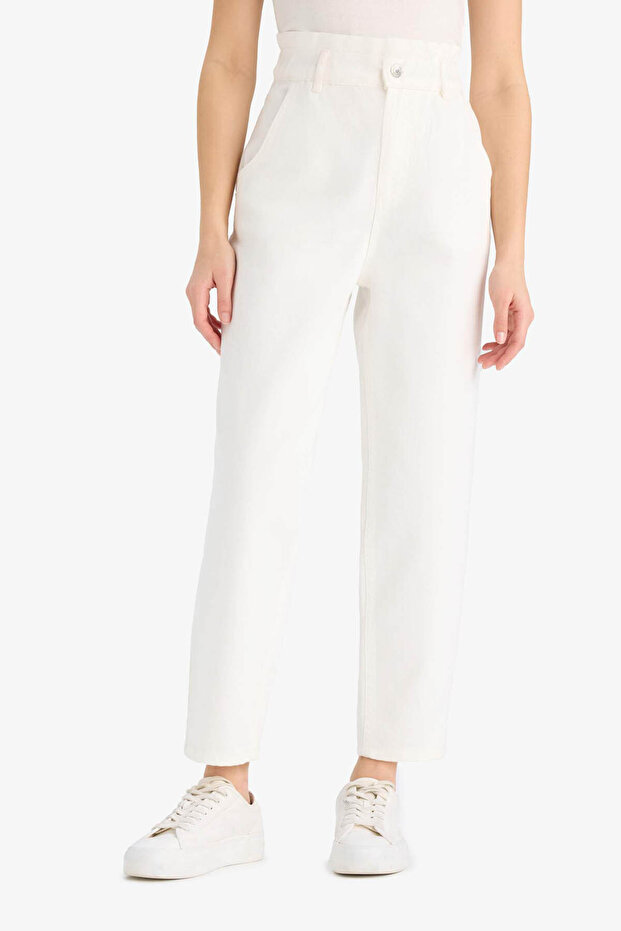 Papiertüten-Elastikbund-Knöchellange Jeanshose E8001AX25SM - 4