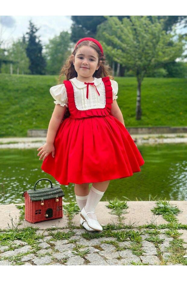My Red Vintage Baby Girl Dress, Birthday, Photo Shoot Dress, Suitable for Ages 0-12