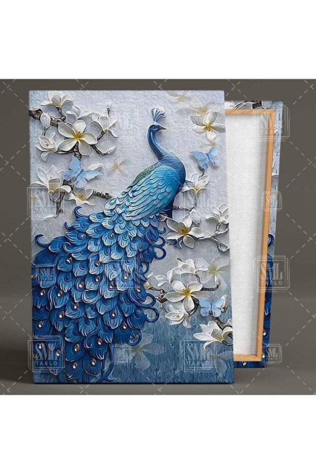 Tavus Kuşu Modern Dekoratif Dikey Kanvas Tablo - 2