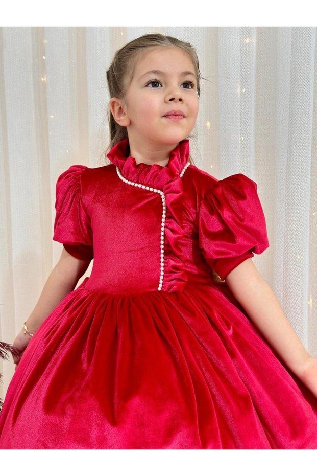 Red Velvet Vintage Baby Girl Dress,Birthday Dress,Photography Shoot Dress,Suitable for 0-12 Years Old