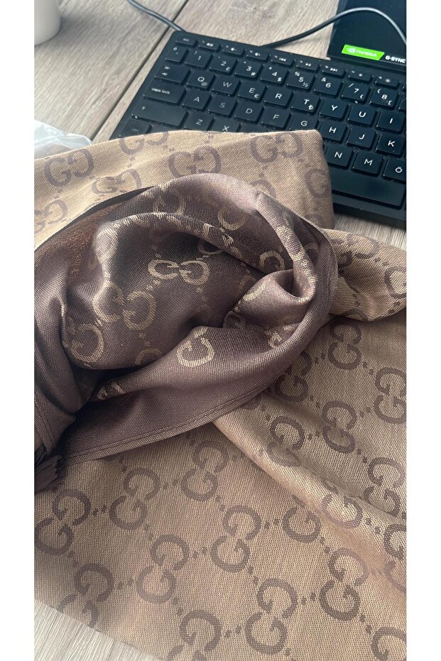 İnce Kumaş G Desen Pamuklu Şal Yün İpek Şal 4 Mevsim Çift Taraflı - 4