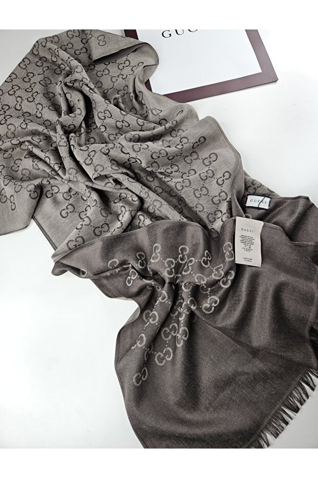 İnce Kumaş G Desen Pamuklu Şal Yün İpek Şal 4 Mevsim Çift Taraflı - 1