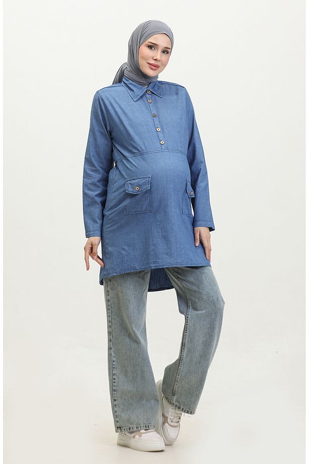 Cepli Hamile Tunik 2700127-02 Kot Mavi - 2