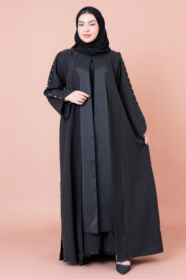 Luxury Beadwork Open Abaya - 1